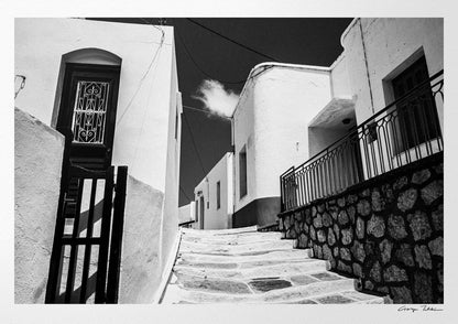 Black and White Photography Wall Art Greece | Street in Sifnos island Cyclades by George Tatakis