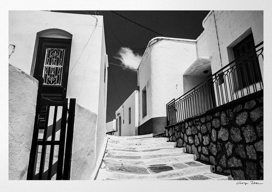 Black and White Photography Wall Art Greece | Street in Sifnos island Cyclades by George Tatakis