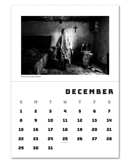 George Tatakis' Caryatis Calendar 2024 | 12 Months of Captivating Greek Heritage in Black & White - interior sample