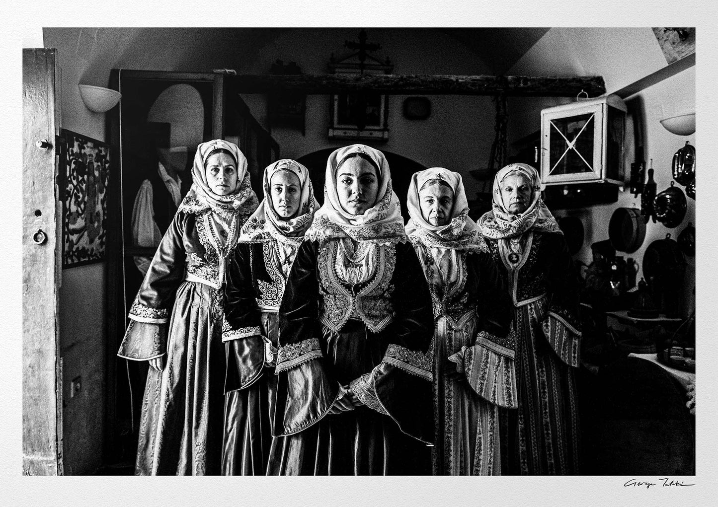 Black and White Photography Wall Art Greece | Bouboulina dresses in Spetses island Saronic gulf by George Tatakis