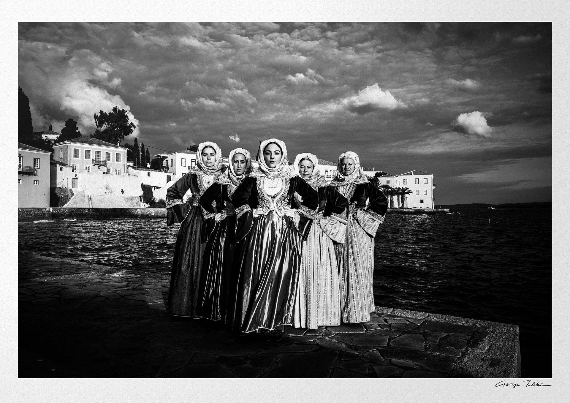 Black and White Photography Wall Art Greece | Bouboulina dresses in Spetses island Saronic gulf by George Tatakis