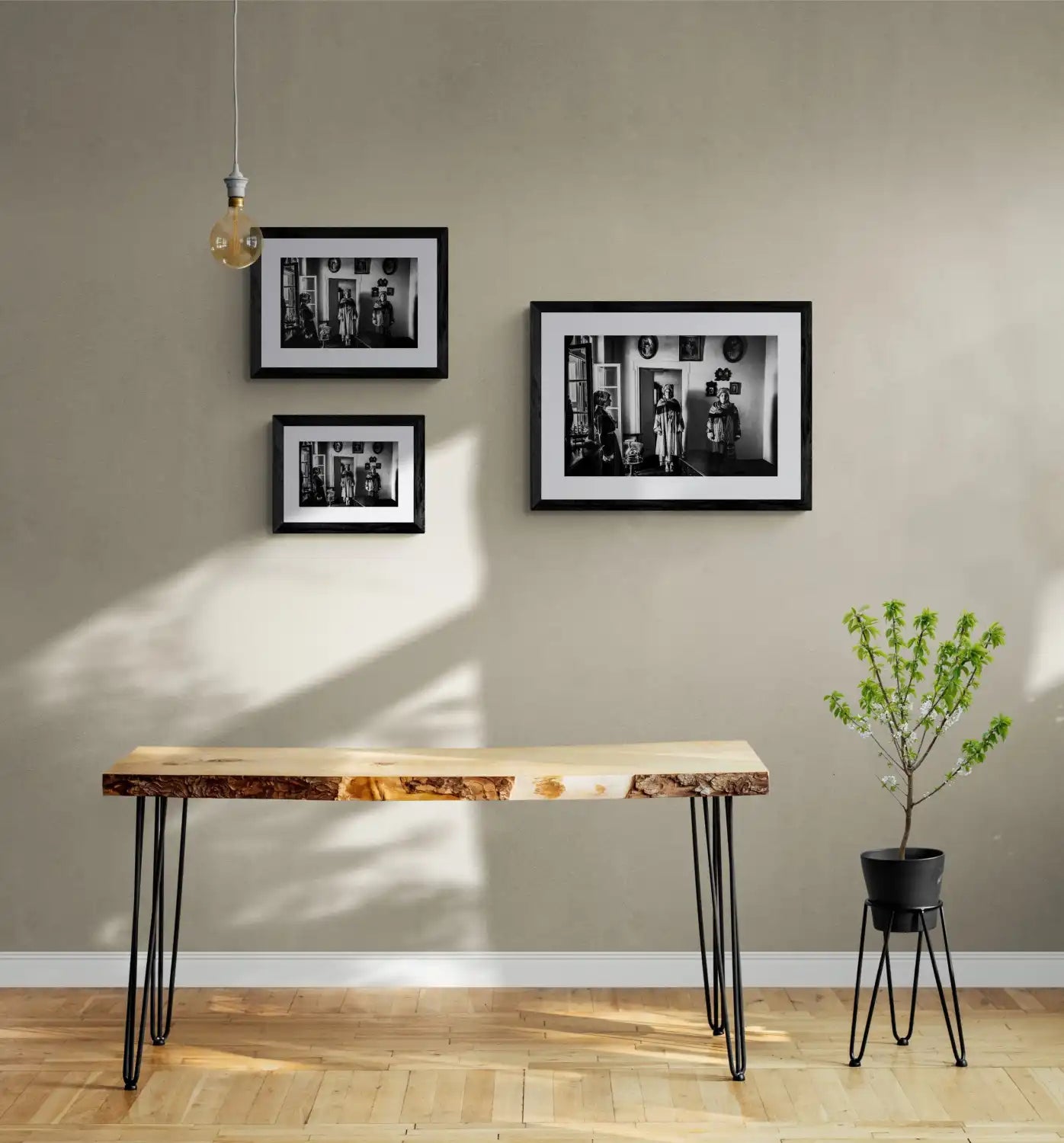 Black and White Photography Wall Art Greece | Three ladies in the traditional costumes of Symi island inside a room with frames Dodecanese by George Tatakis - framing options