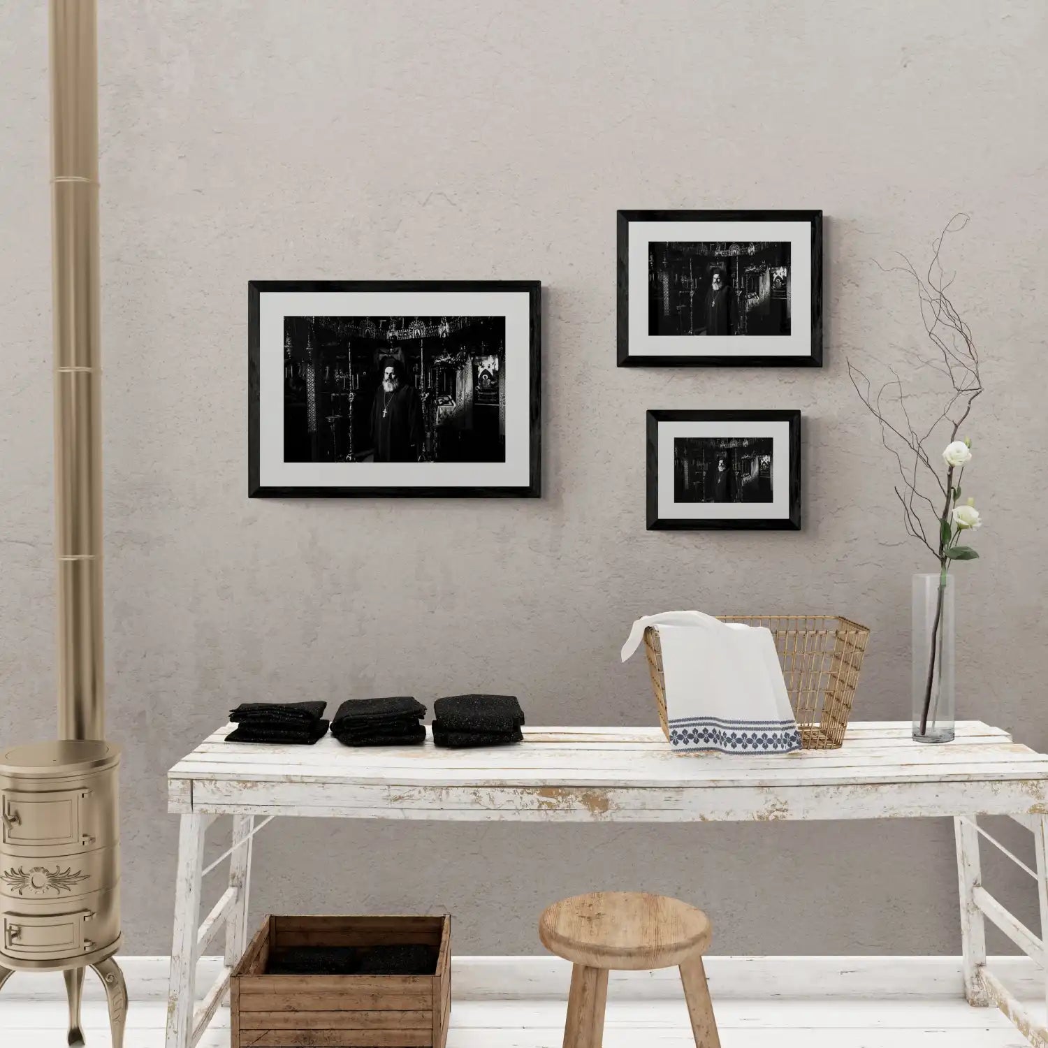 Black and White Photography Wall Art Greece | A priest at a local church in Kladorachi Florina W. Macedonia - framing options