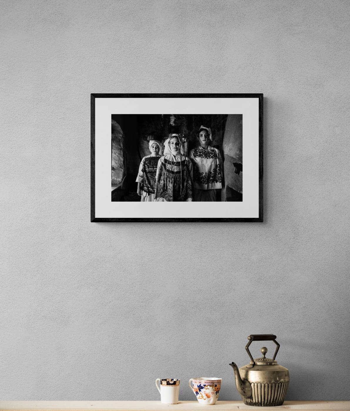 Black and White Photography Wall Art Greece | Pyrgi costumes indoors Mastichochorea Chios island Greece by George Tatakis - single framed photo