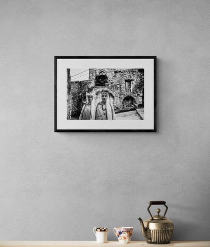 Black and White Photography Wall Art Greece | Costumes of Agios Georgios Sykoussis Kampochorea Chios island Greece by George Tatakis - single framed photo