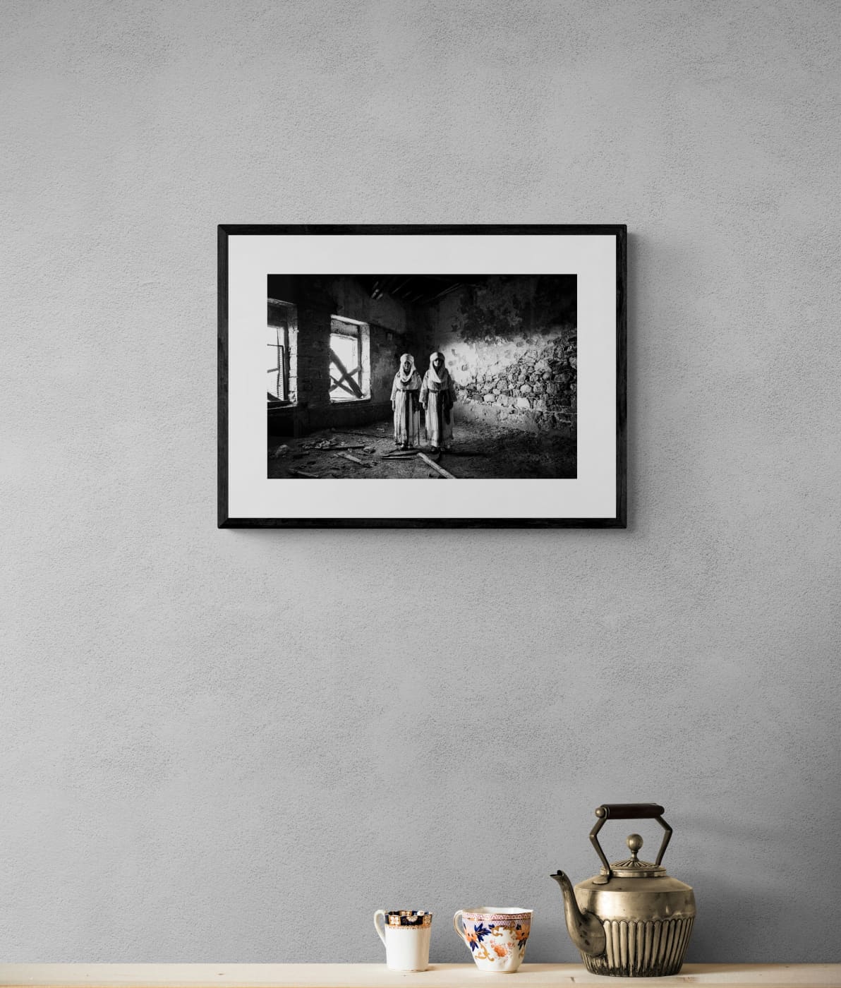 Black and White Photography Wall Art Greece | Kallamoti costumes Chios island Greece by George Tatakis - single framed photo