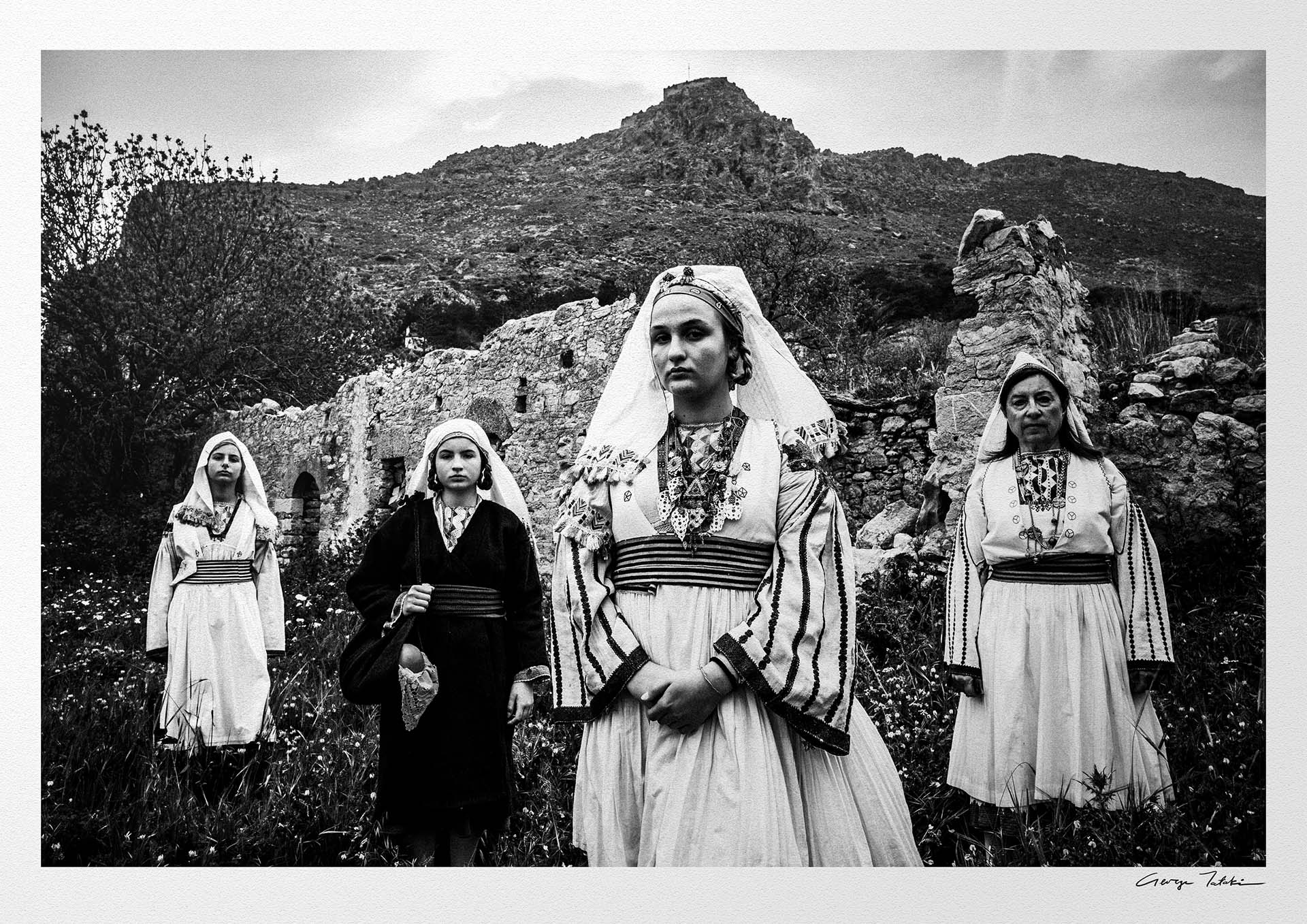 Black and White Photography Wall Art Greece | Costumes of Tilos island at Megalo Chorio Dodecanese Greece by George Tatakis