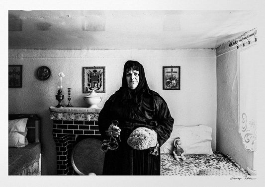 Black and White Photography Wall Art Greece | Lady at Trikeri S. Pelion with sponge keys Thessaly by George Tatakis