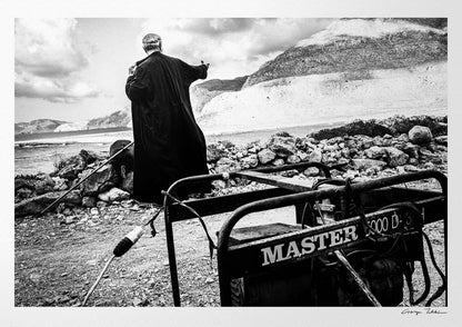 Black and White Photography Wall Art Greece | Priest at the St. John celebration in Vrykounta Olympos Karpathos Dodecanese by George Tatakis