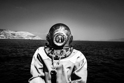 Black and White Photography Wall Art Greece | Limited Edition numbered signed. Diver in Kalymnos.