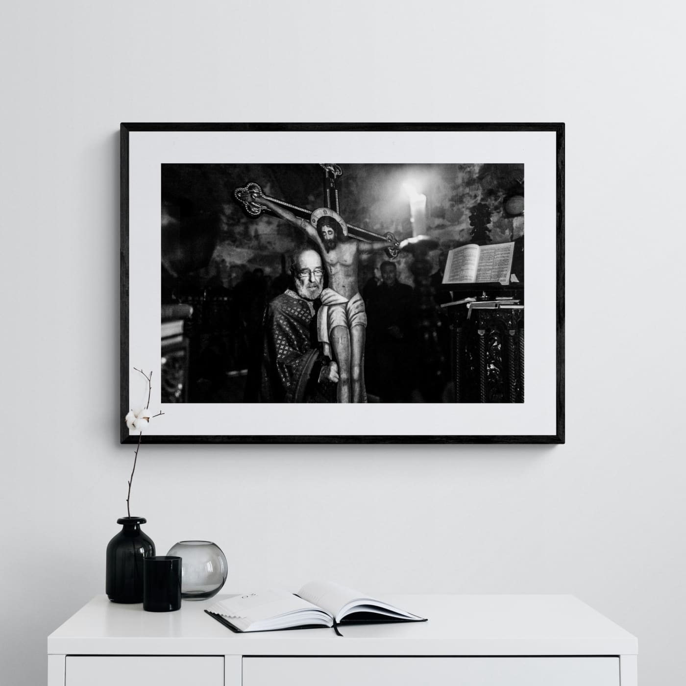 Black and White Photography Wall Art Greece | Cross Olympos Karpathos Dodecanese by George Tatakis - single framed photo