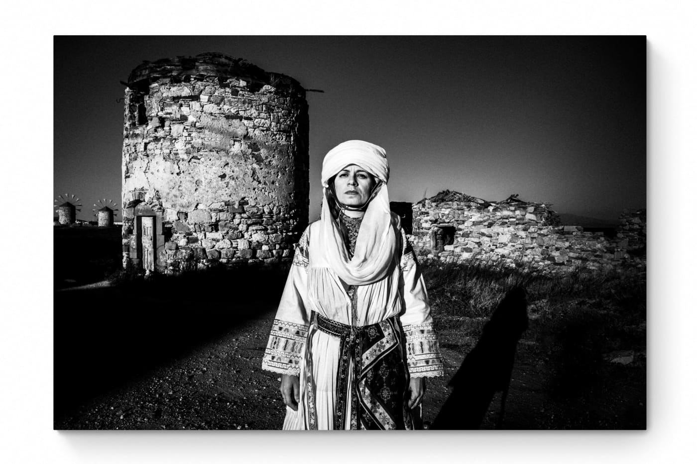 Black and White Photography Wall Art Greece | A woman in the costume of Kallamoti Chios island Greece.